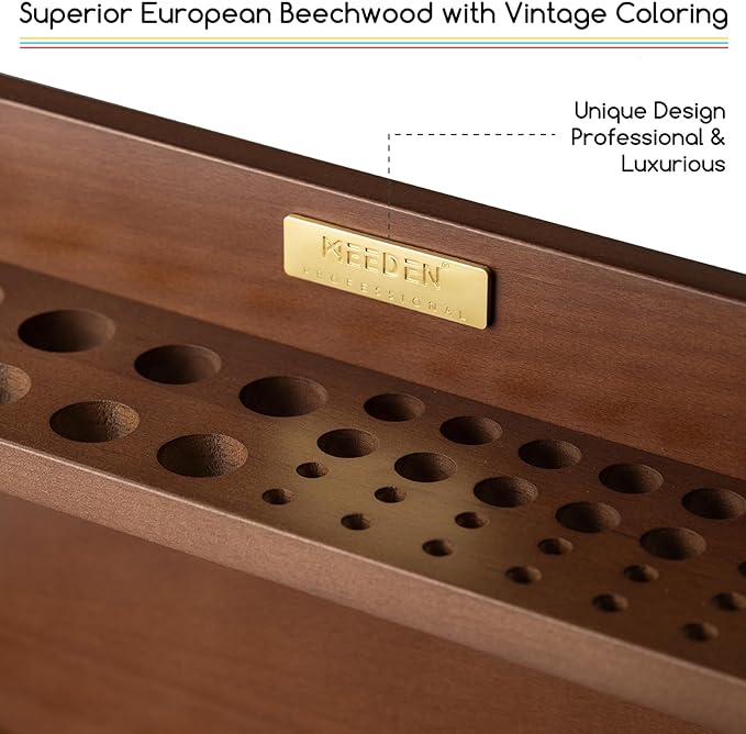 MEEDEN PRO Paint Brush Holder - Wooden Paints Brush Organizer - Paint Brushes Holder for Artist - Art Supply Storage for Desk, Arts and Crafts