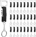 24 Pcs Bottle Opener Keychain Bulk Wine Bottle Beer Opener Keychain 3.27" Stainless Steel Corkscrew Waiter Corkscrew Wine Keyring Gifts for Christmas Bar Party Wedding Home (Black)