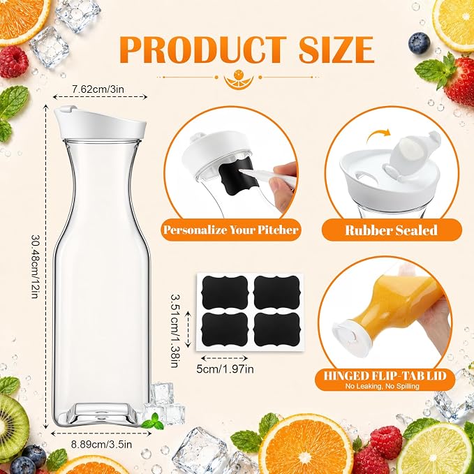 10 Pcs Ice Buckets Party Set for Mimosa Bar Wedding BBQ | Include 3 Gallon Galvanized Beverage Tub, 50oz Plastic Carafes with Lids, Ice Scoops Blackboard Sticker, Bottle Opener