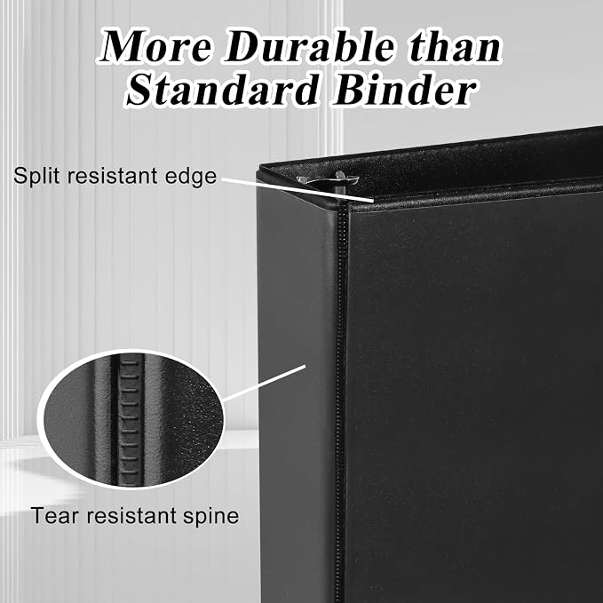 CIXILDTS 2 Inch 3 Ring Binders, Slant D Ring Binder Fit US Letter Size Paper, 2" View Binder with 2 Pocekts, 6 Packs, Black