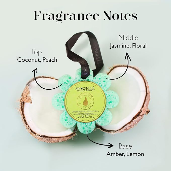 Spongelle Wild Flower Buffer Body Scrubber | Bath & Shower Loofah for Women | Exfoliator with Body Wash Infused Sponge