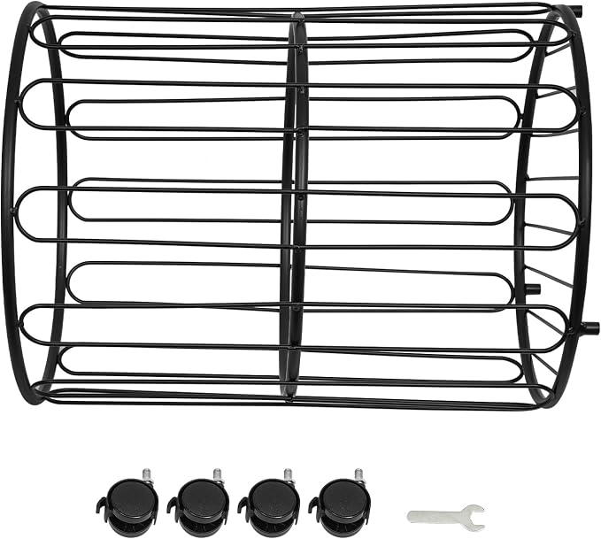 Rolling Laundry Hamper with Wheels Metal Wire Laundry Basket Cart Heavy Duty Clothes Toy Sundries Storage Organize Hamper Bin for Living Room Bathroom Closet Bedroom (Black, Round 2)