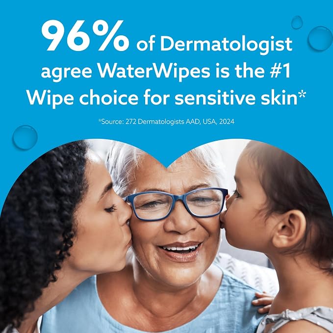 WaterWipes Sensitive+ Newborn & Baby Wipes, 3-In-1 Cleans, Cares, Protects, 99.9% Water, Unscented & Hypoallergenic, 900 Count (15 Packs)