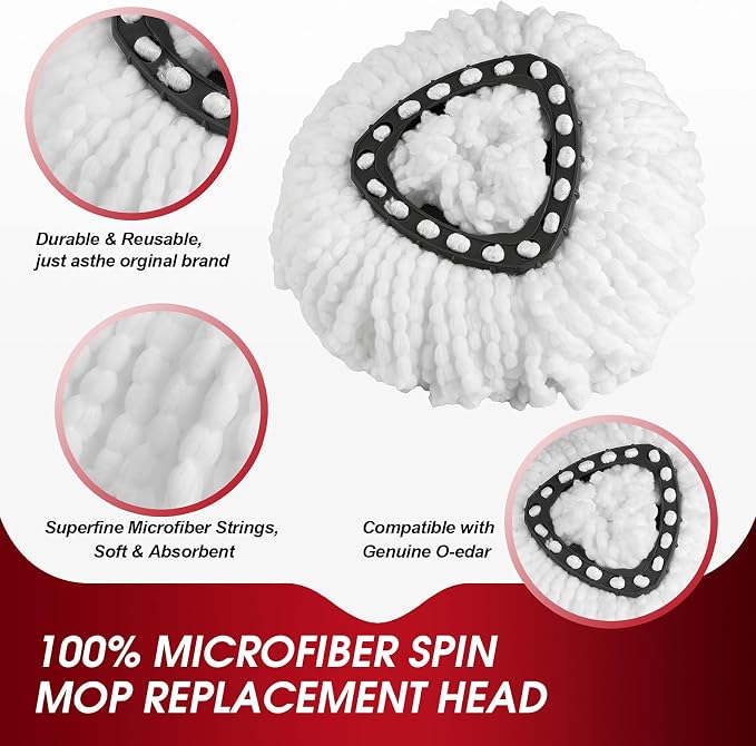 10 Pack Spin Mop Refills Head, Mop Heads Replacement for Spin Mop, Washable Microfiber Mop Replace Head Spin Mop, 360°Spinning Micro Replacement Mop Head for Easy House Cleaning Floor Mopping