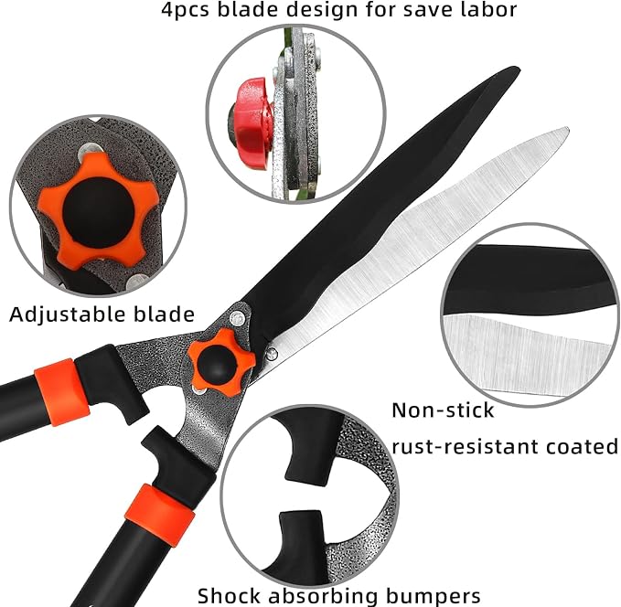 YRTSH Loppers Hedge Shears & Pruners Combo Set 3-Piece Hedge Clippers, Heavy Duty Tree & Shrub Care Kit for Yard, Lawn & Garden, Professional Branch Cutter Tree Trimmer for Indoor & Outdoor Gardening