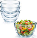 Gisafai 4 Pcs 2.5qt Glass Mixing Bowl Set Clear Salad Bowl for Kitchen Baking Cooking Preheated Oven Food Prepping Serving and Storage Freezer Microwave Dishwasher Safe