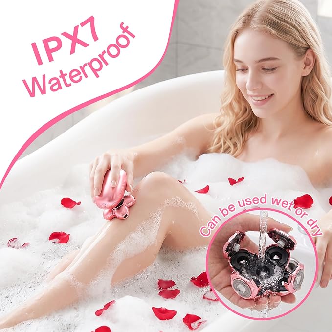 5-in-1 Electric Razors for Women, Portable Electric Shavers for Full Body, Waterproof Wet/Dry, Rechargeable Hair Remover for Lady Legs, Face, Underarms, Lips, Arms