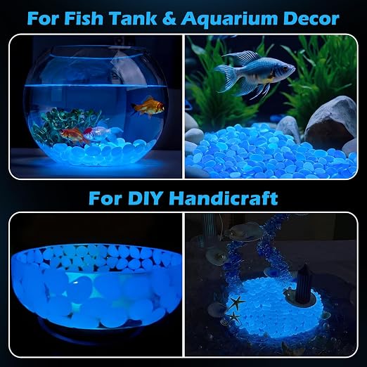 NAMTSO Blue Glow in the Dark Rocks Outdoor Garden Decor, 1000 pcs, 4.6 lbs | Large 0.6"-1.1"/pc, Resin Glowing Pebbles, Luminous Stones for Landscaping, Patio, Backyard, Lawn, Aquarium & Fish Tank Decor