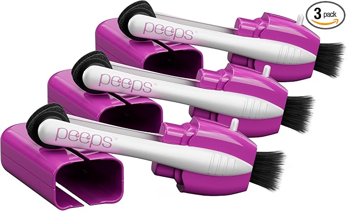 Peeps Glasses Cleaner - for Eyeglasses, Reading Glasses, and More - Lens Cleaner with Carbon Microfiber Tech-Injected Purple-3 Count (Pack of 1)