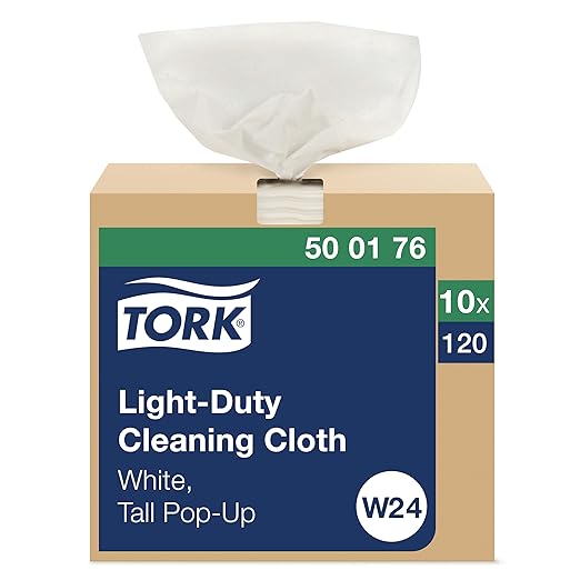 Tork Light Duty Cleaning Cloth Pop-Up Box White W24, With exelCLEAN Technology, 10 x 120 Cloths, 500176