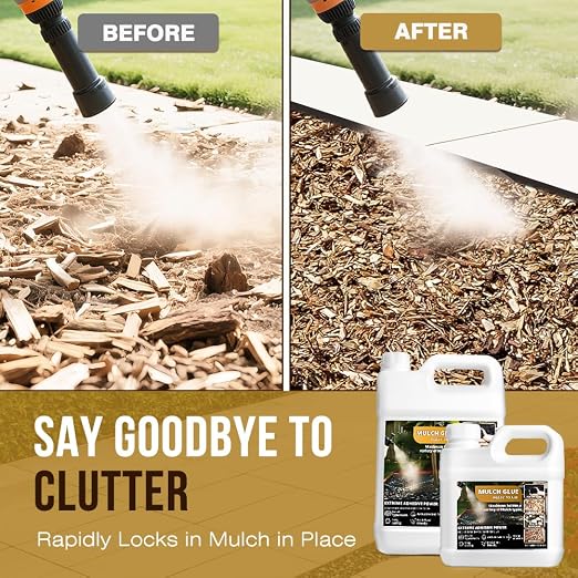 Mulch Glue for Landscaping,Rock Glue,Non-Toxic Mulch Anchor Binder,Long-Lasting Landscape Binder for Landscaping Pea Gravel,Wood Chips& More,for Paths,Patios&Garden Borders (1 Gallon)
