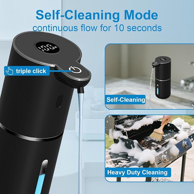 OHIFAST 2 Pack Automatic Liquid Soap Dispenser Touchless, USB Rechargeable Smart Hand Soap Dispenser, 6-Level Adjustable, 12.8oz/380mL, Compatible with Thick Thin Dish Soap for Bathroom Kitchen-Black