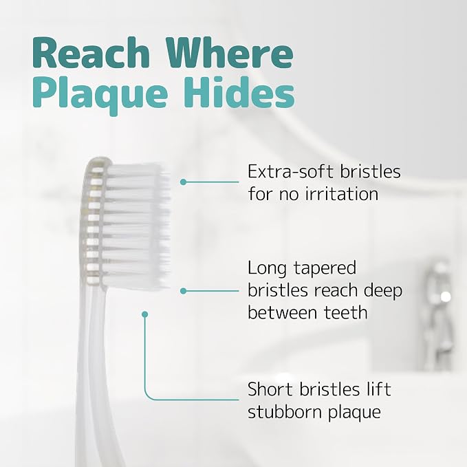 NIMBUS Extra Soft Toothbrushes (Regular Head) Periodontist Design Tapered Bristles for Sensitive Teeth and Receding Gums, Individually Wrapped Plaque Remover Travel Toothbrush (10 Pack, Colors Vary)
