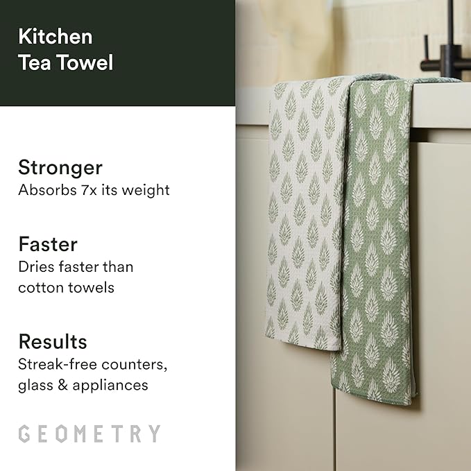 GEOMETRY Kitchen Tea Towels - Quick Dry Microfiber Dish Towels for Kitchen - Henley - 18" x 30" - 1 Pack