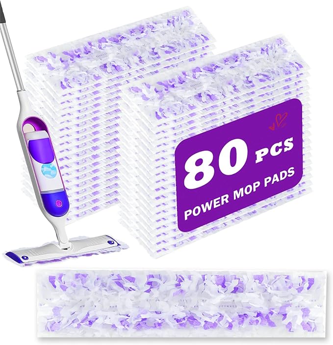 80 Pack Power Mop Pads Refills for Swiffer PowerMop Multi-Surface Mopping Pad Disposable Replacement Mop Refill Pads Compatible with Swiffer PowerMop,Safe on All Finished Floors.