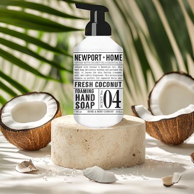 Newport Home Foaming Hand Soap 4 pack, 20oz bottles, Lemon Verbena and Fresh Coconut scents, from Home and Body Company