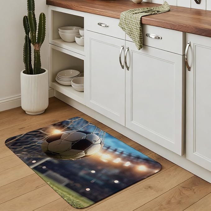 Area Rug for Living Room, Football Sports Non Slip Large Rugs Washable Rug, Football Field Goal Net Soccer Low Profit Indoor Carpet Mat Rugs for Bedroom Bathroom Dining Room, 47.2" x 63"