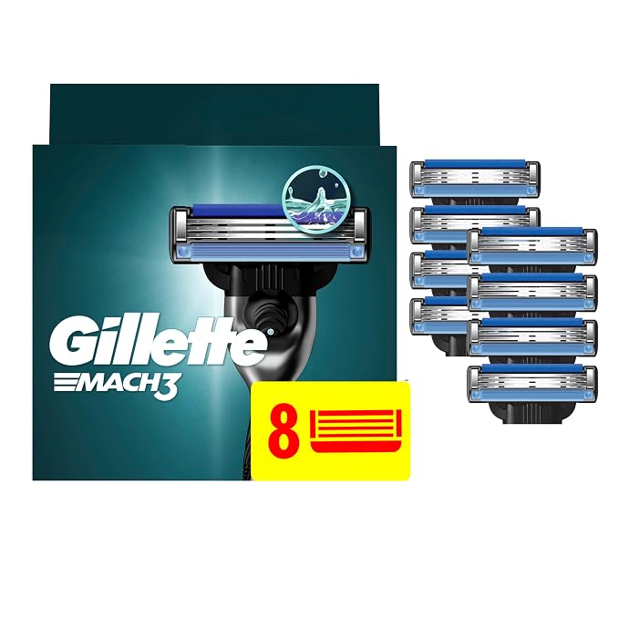Gillette Mach3 Razor Refills for Men, 8 Razor Blade Refills