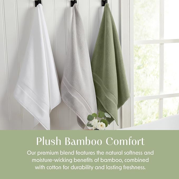 Luxury Bamboo Rayon Oversized Bath Towel Set | 2-Pack | Ultra Soft | Green | 35% Bamboo Rayon - 65% Zero Twist Cotton | Absorbent Quick-Dry Towels for Bathroom | Ultra Soft | OEKO-TEX Standard 100
