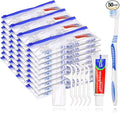 50 Disposable Toothbrushes with Toothpaste Set,Travel Kit with Plastic Zip Bag,Toothbrush Head Cover, Floss Pick,25 gram Toothpaste,Bulk Toothbrush for Homeless,Travel,Hotel(50)