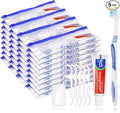Disposable Toothbrushes with Toothpaste Individually Wrapped,Travel Kit with Plastic Zip Bag,Toothbrush Head Cover, Floss Pick,25gram Toothpaste,Bulk Toothbrush for Homeless,Travel,Hotel(5)