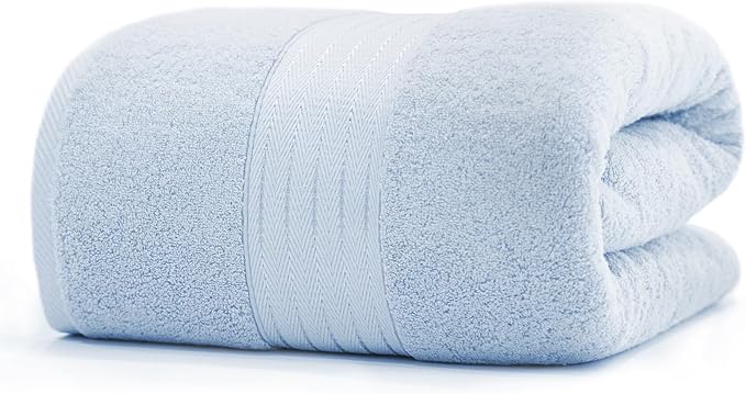 COZYART Luxury Bath Sheet, 35x70, Light Blue 100% Turkish Cotton 650 GSM | OEKO-Tex 100 Certified Zero Twist Ring Spun, Soft Absorbent Quick Dry, Plush Fluffy, Breathable Hotel Quality for Daily Use