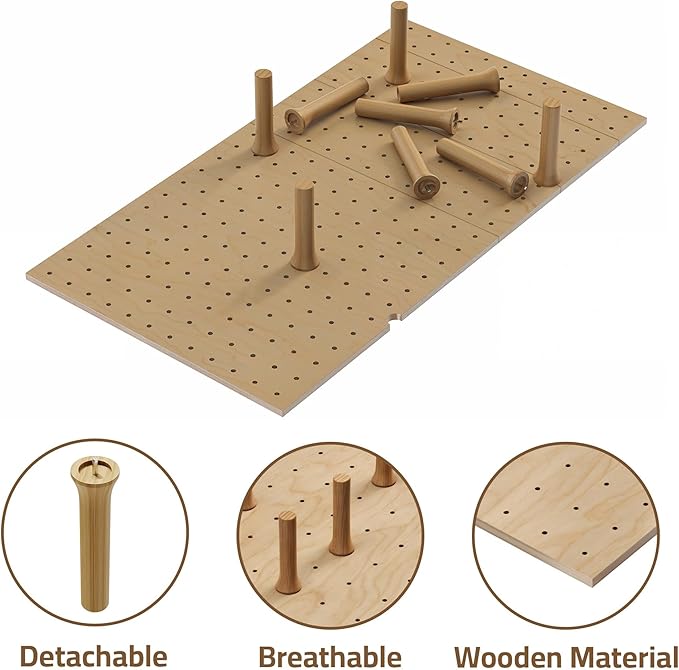 Dowell 4-Piece Wood Pegboard Drawer Divider Organizer Set with 9 Wooden Pegs – Adjustable to Fit Drawers of Various Sizes, Customizable Storage for Pots, Pans, and Plates-4007 3319 9P (33"X18-1/2")