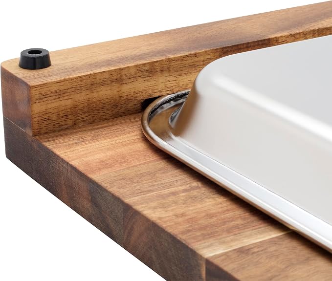 ZWILLING BBQ+ Cutting Board with Stainless Steel Tray, Acadia Wood, 17" x 14" x 13"