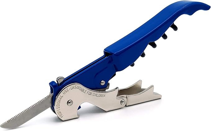 Pulltap's Genuine Slider 900 Waiter's Corkscrew – Double-Hinged Wine Key with Sliding Foil Cutter – Patented Design – Made in Spain – Azul (Blue)