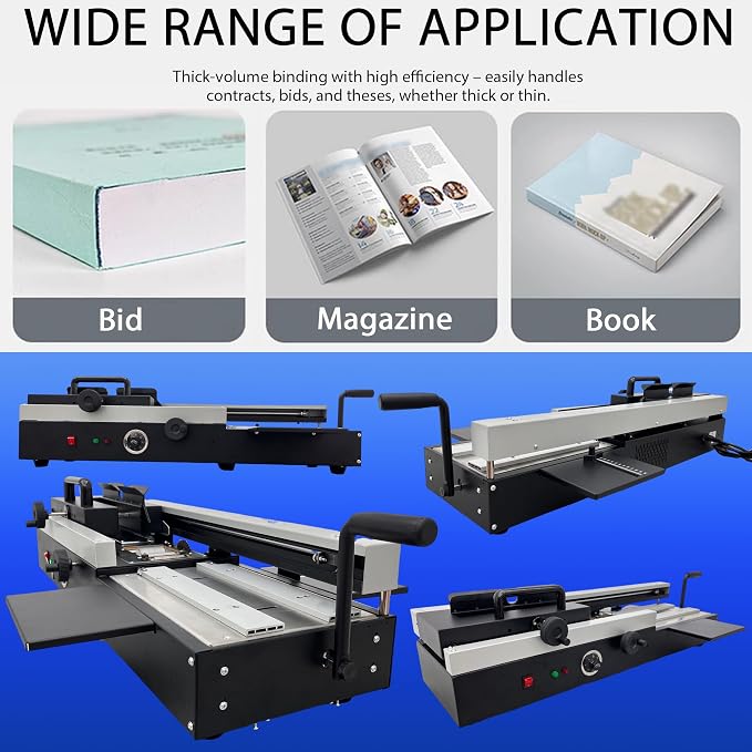 110V Manual Hot Glue Binder, A4 Hot Melt Binding Machine with Dual Rollers for Strong Bond, Thermal Book Binder 1.57" Thickness 200 Books/H for Small Business Home Office Print Shop