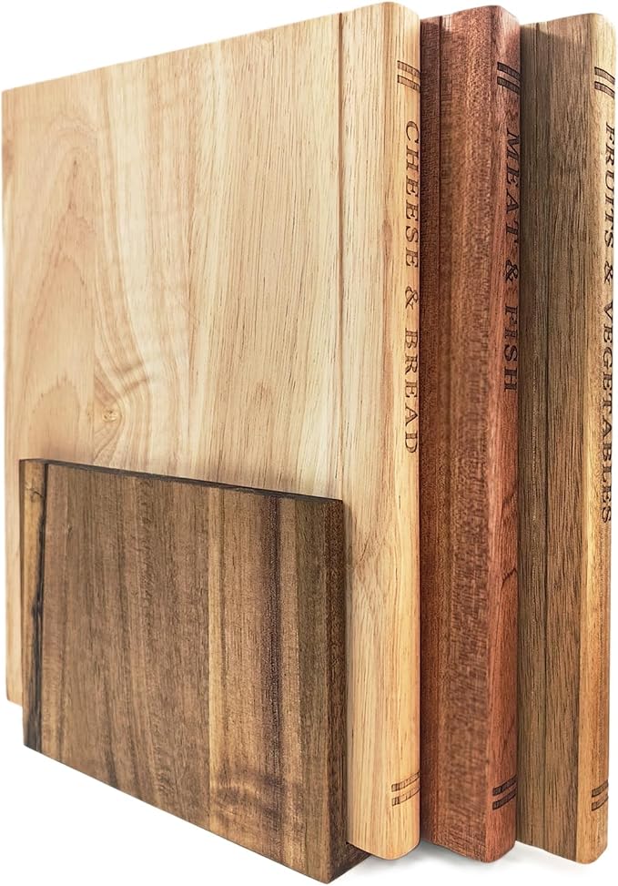 Book Cutting Board Set of 3,Serving Chopping Block for Kitchen | Azauvc Book Cutting Board Set of 3,Serving Chopping Block for Kitchen，Esay to Clean,Book-Shaped Design