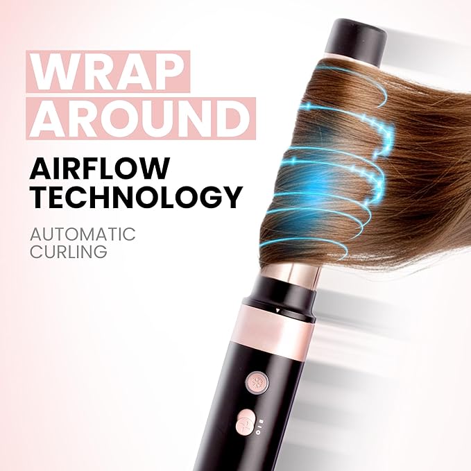 ELLA BELLA® 6 in 1 Professional Hot Air Styler • Powerful Hair Dryer & Straightener Set • Styling Without Heat Damage • Fast Drying Curling Volumizing Straightening • Includes Protective Travel Case