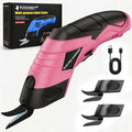 2026 Upgrade Cordless Electric Scissors Cardboard Cutter with 2 Type Blades Rechargeable Powerful Shears Cutting Tool for Fabric Electric Chop Saw Leather Felt with Charger-Pink