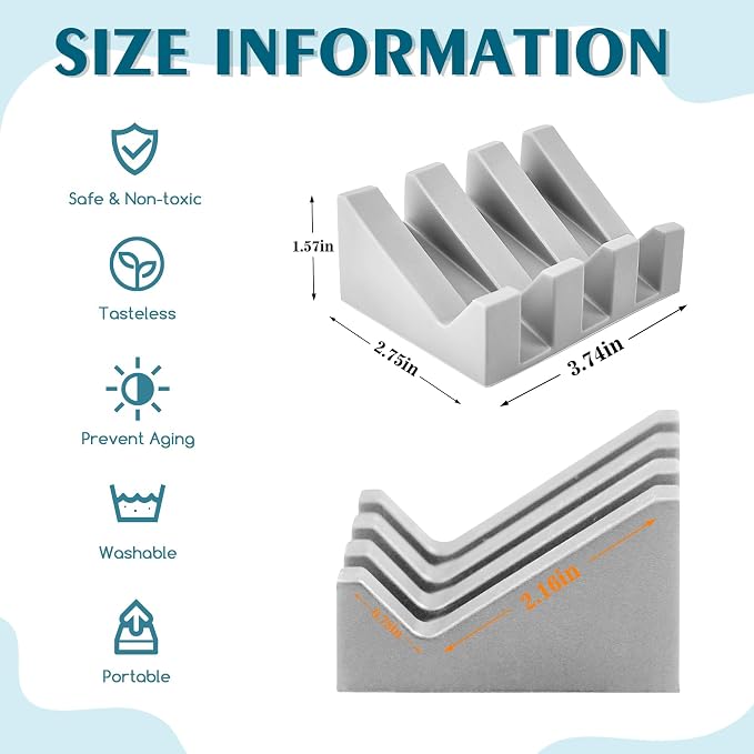 Self Draining Soap Dish Holder,Silicone Soap Dish,for Bathroom,Kitchen, Sponges，Can Extend Soap Life，Keep Soap Bars Dry and Easy Cleaning (N-Light Grey,3-Pack)