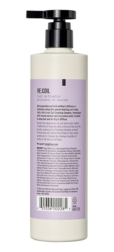 AG Care Re:Coil Curl Activator Curl Cream Award-Winning Curl Creating Complex - Ultra-Nourishing Curly Hair Cream for Defined, Healthy Curls, 12 Fl Oz