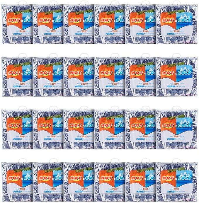 Superio Hot and Cold Insulated Bags for Food Delivery, Grocery Shopping Bags, Food Storage for Hot and Frozen Food for Travel, Disposable Cooler Bag, Reinforced Thermal Lunch Bag (24, 20"x5.5"x19")