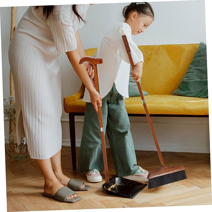 Unomor Standing Dustpan and Broom Set Handle Brush for Home Efficient Dog Hair Cleaning Tool