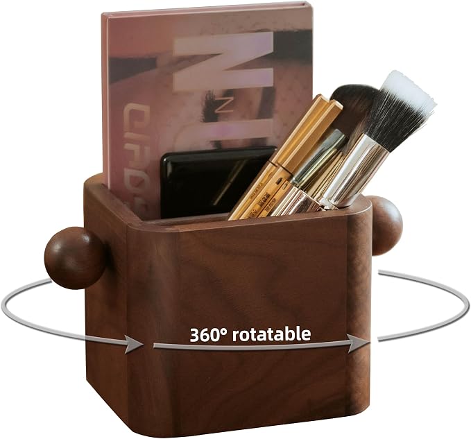 Solid Wood Makeup Brush Holder,Wood Remote Control Holder