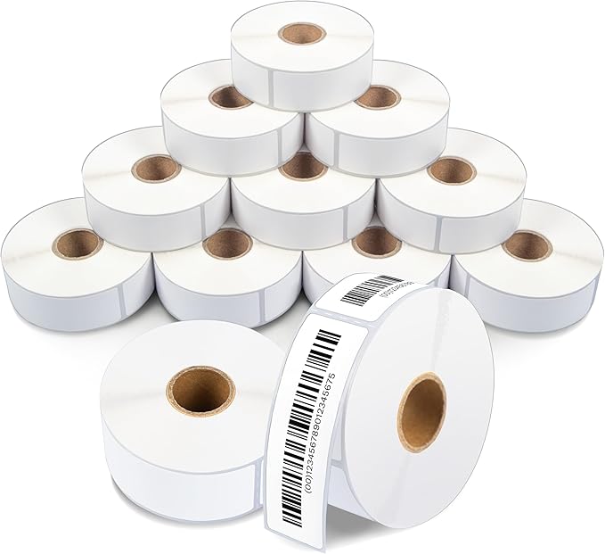 Aegis Adhesives - 1" X 3" Direct Thermal Labels (6000 Count, 12 Rolls) - Barcode Stickers for Inventory, SKU Labels, and Shelf Identification - Compatible with Zebra Printers, NOT Rollo Compatible