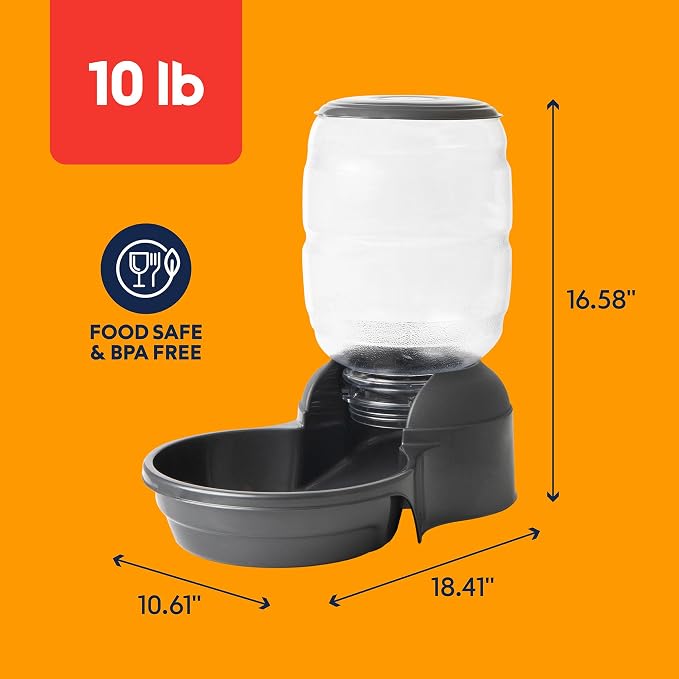 Petmate Replendish Automatic Dog Feeder Gravity Pet Treat Dispenser with Microban Protection Base, Wide Mouth Bowl, 100% BPA Free - 10 lb