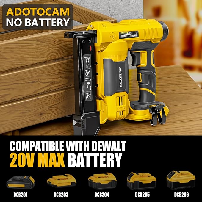 Cordless Brad Nailer for Dewalt 20V Battery (Tool Only), 2 in 1 Cordless Nail Gun with 1000 Nails and 500 Staples, Nail Gun Battery Powered for Home Improvement & Woodworking