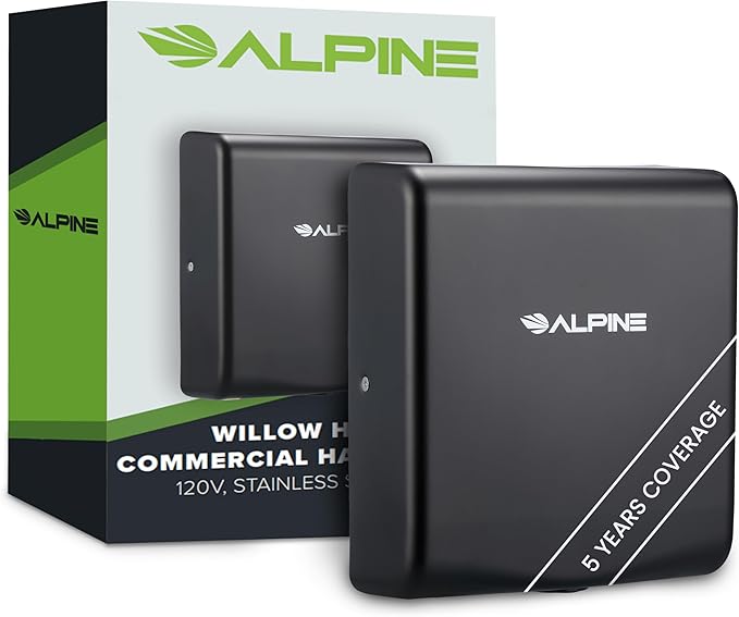 Alpine Hand Dryers for Bathrooms Commercial Extreme Speed Automatic Electric Hand Dryer for Home Bathroom/Restaurant with HEPA Filter, Heat & Speed Control - ADA Compliant (120v Matt Black)