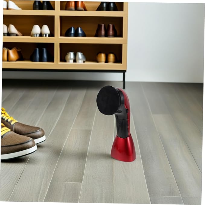 Electric Shoe Polishing Brush Set Replacement Heads with Dual Power | Fiber, Sponge, Plastic Components, Dust Removal and Deep Cleansing, for Office or Travel Use, 710 Red Version