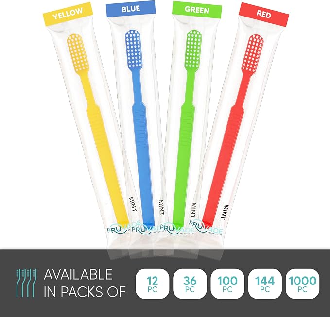 1000 Pack Disposable Toothbrushes with Toothpaste - Prepasted Toothbrush | Pruvade Bulk Prepasted Toothbrushes - Single Use Waterless Tooth Brush with Soft Bristles - Individually Wrapped - Mint