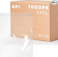 Clear Plastic Reclosable Zip Bags - Bulk GPI Case of 1000 8" x 10" 2 mil Thick Strong & Durable Poly Baggies With Resealable Zip Top Lock For Travel, Storage, Packaging & Shipping.