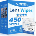 VOISEN Lens Wipes for Eyeglasses,450 Pack Eye Glasses Cleaner Wipes,Pre-Moistened Individually Wrapped Lens Wipes,Non-Scratching Non-Streaking,Safe for Eyeglasses, Goggles, Camera Lens, Phone