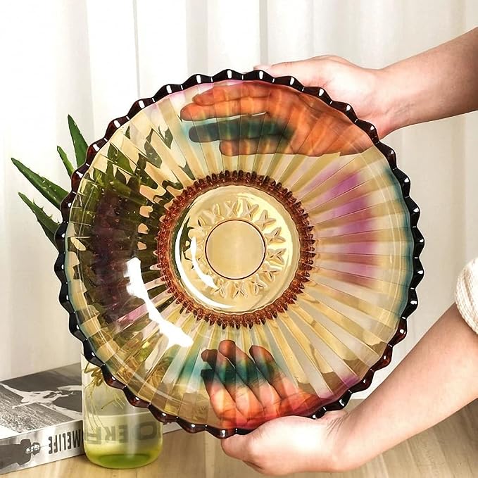 MAGCOLOR 12 inch Diameter Crystal Glass Colorful Fruit Bowl kitchen decor accessories
