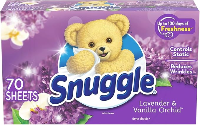 Snuggle Dryer Sheets 70 Count (Pack of 4) Scent May Be Vary (Fabric Softener Sheets, Lavender & Vanilla Orchid)