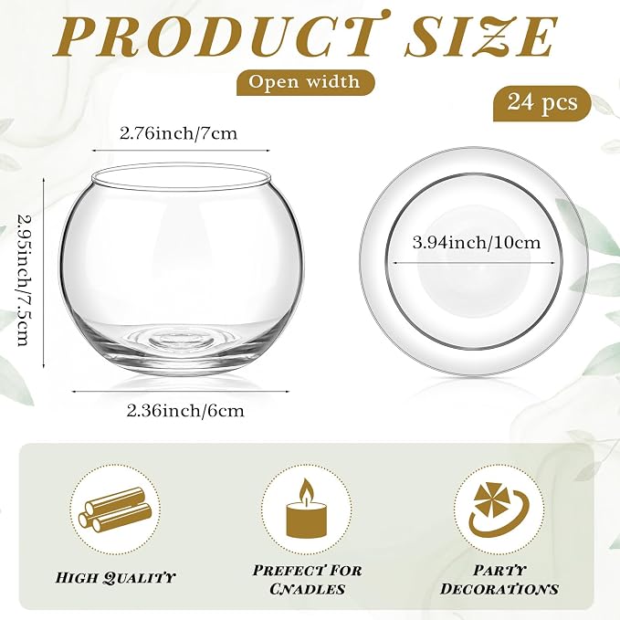 24 Pcs Fish Bowl Bubble Vase Bulk,2.95" h X 3.94" w