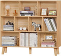 LEYAOYAO 10 Cube Bookshelf, Mid-Century Modern Book Shelf with Legs,Natural | 3 Tier Bookcase, Rustic Wood Bookshelves Freestanding Large Storage Organizer, Open Shelves for Bedroom, Living Room, Office